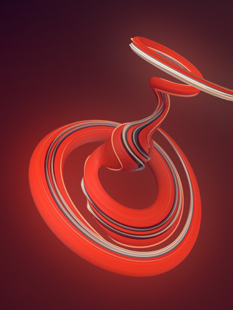 Red abstract twisted shape. Computer generated geometric illustration. 3D renderingの写真素材