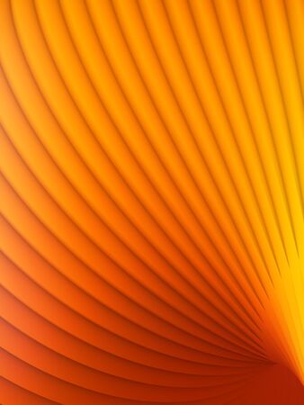 Colored striped architectural pattern surrounded by orange light mist. Computer generated geometric illustration. Futuristic geometric lines composition. 3d renderの写真素材