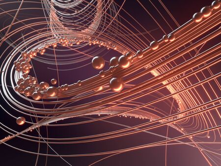 Computer generated wave band geometric pattern. Modern style abstraction with composition made of...