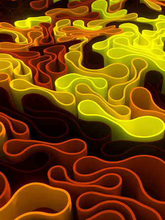 Abstract pattern of elastic forms. Modern 3d rendering art background with a depth of field. Concept...