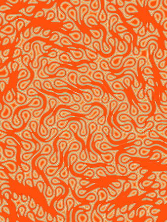 Pattern of organic elastic forms in modern style on orange background. 3d rendering digital...
