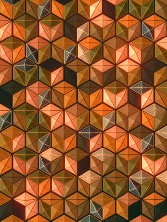 Modern colored hexagonal shape backdrop. Geometric digital 3d rendering pattern. Polygonal...