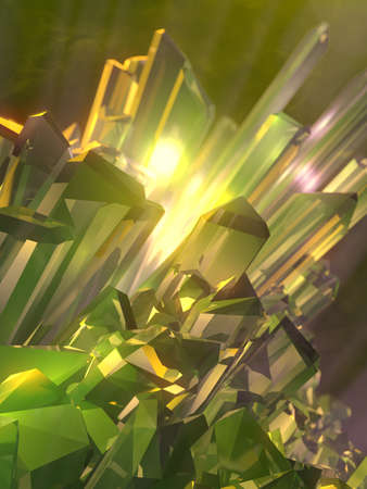 Magic crystal surrounded by light haze. Light pattern for graphic design with a depth of field. 3d rendering digital illustration. Beautiful abstract background. Modern artの写真素材