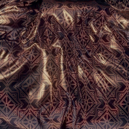 3d rendering of gold luxurious cloth material. Elegant curves digital illustration. Abstract concept background. Decorative elegant luxury designの写真素材