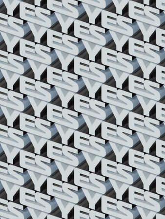 Composition words YES with striped texture in art style. Modern 3d rendering digital illustration....