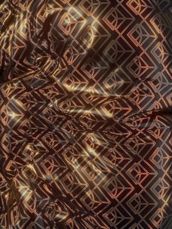 Black luxurious fabric with gold geometric pattern. Decorative elegant luxury design. Abstract 3d...