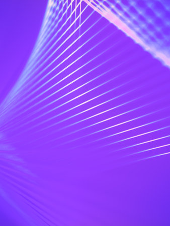 Modern cover design with pink curved lines on violet background. Futuristic rotating art concept. 3d rendering digital illustrationの写真素材