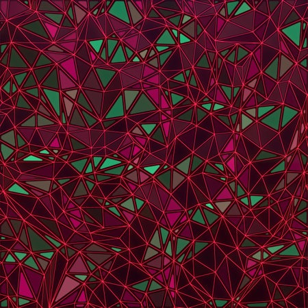 Low-poly dark waving surface with colored glowing light areas. 3d rendering digital illustration...