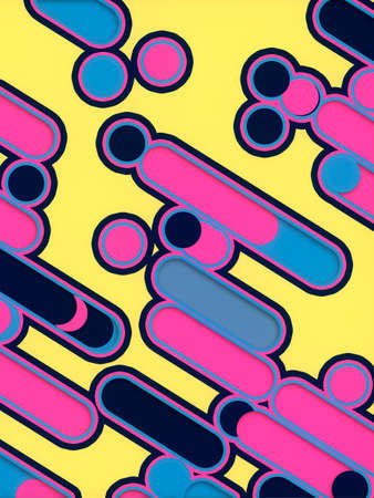 Colored geometric shapes abstract 3d rendering digital illustration for decoration design. Art...