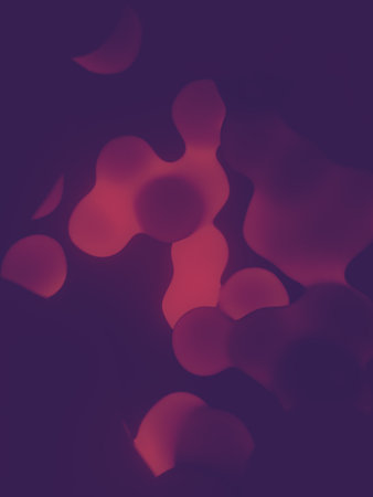 Magical glowing liquid drops look like a lava lamp. 3d rendering digital illustration. Minimal art style with depth of field. Trendy abstract pattern designの写真素材