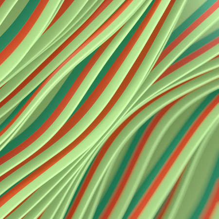 Smooth wavy digital illustration of colorful fabric stripes in the wind. Modern presentation...