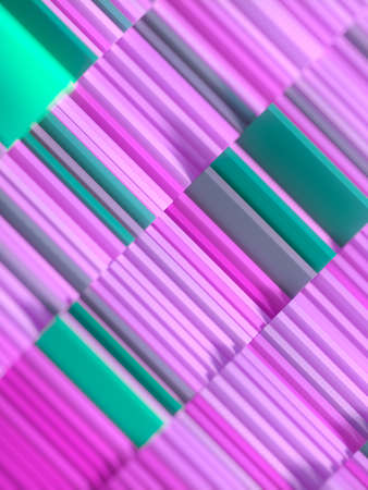 Rectangular blocks pushed up by waves. Multicolor pattern. Modern 3d render graphic. abstract background. digital illustrationの写真素材