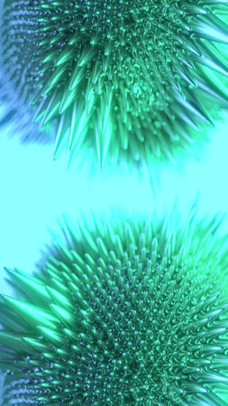 Abstract green ferrofluid stylized liquid shapes. Modern presentation template. Minimal art style. 3d rendering digital illustrationの写真素材