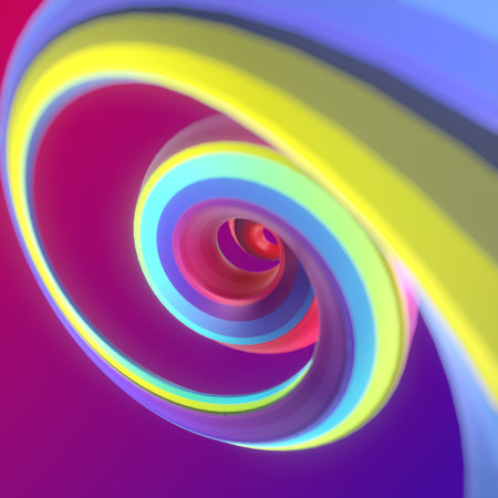 Abstract helix shape with neon stripes. Trendy advertising with lots of colors. Modern optical...