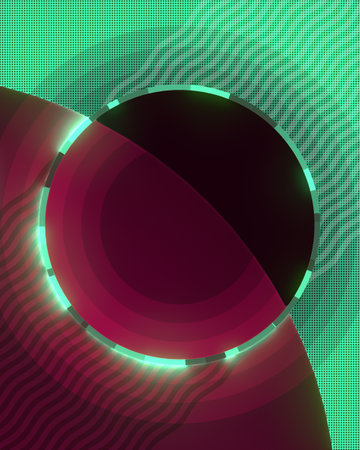 Geometric shapes with trendy gradient and luminous ring. Modern trendy design. abstract light background. 3d rendering digital illustrationの写真素材