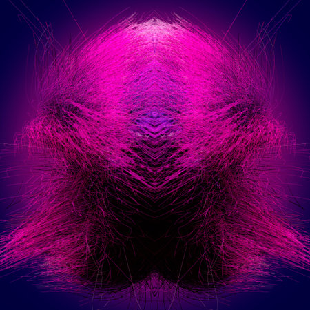 Psychedelic background of colorful branches. Symmetrical composition. Abstract modern art design. 3d rendering digital illustrationの写真素材