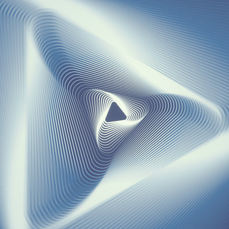 Pattern of lines on a blue background representing a three-dimensional geometric shape. Abstract modern art design. geometric element. 3d rendering digital illustrationの写真素材