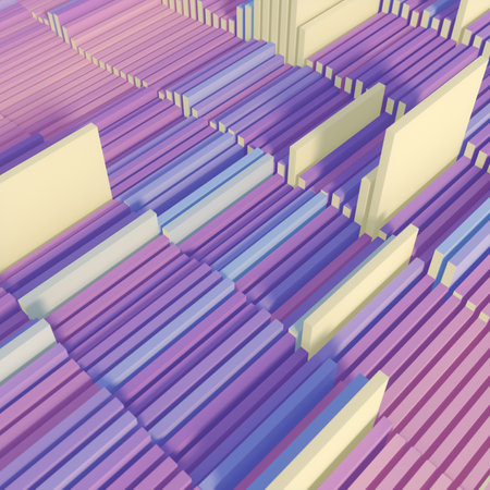 Abstract representation of storing data on a stack. Elegant neon colored background. Futuristic...