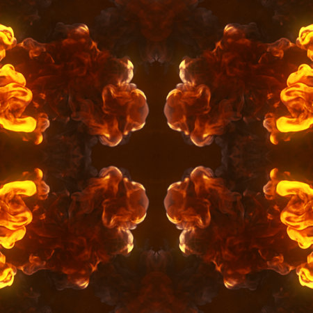 Kaleidoscopic pattern of hot chemical explosion on dark background. Magic composition for concept...