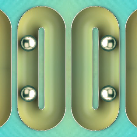 Colorful symmetrical pattern with rolling metal balls on a surface with a trendy gradient. Futuristic background. template design. 3d rendering digital illustrationの写真素材