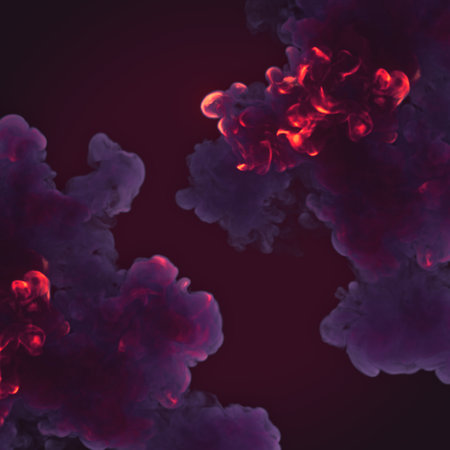 Close up neon colored explosion. Abstract digital illustration. chemical attack. 3d renderingの写真素材