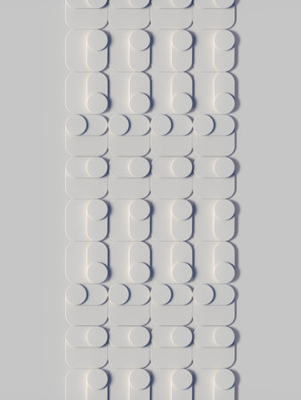 White abstract background with a simple geometric pattern. Creative concept design. 3d rendering...
