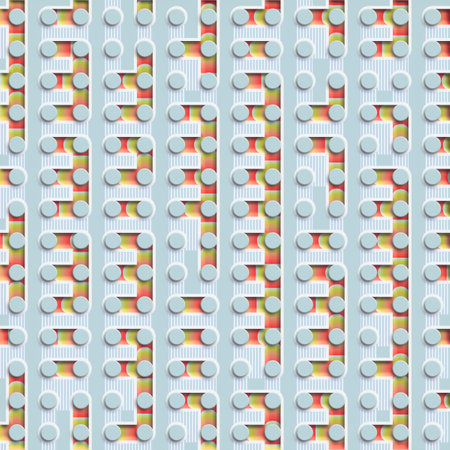 Abstract cartoon maze with trendy multicolored gradient. geometric background. 3d rendering digital...