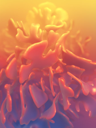 Colorful abstract shapes, graphic composition. Fantastic background. Futuristic style. 3d rendering digital illustrationの写真素材