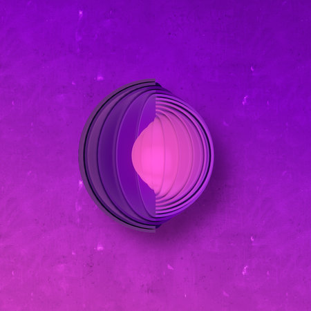 Geometric art object with bright pink gradient on old concrete background. creative modern design. 3d rendering digital illustrationの写真素材