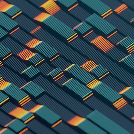 Digital illustration visualizing the concept of corporate computing, data analysis. Futuristic...