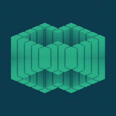 Abstract futuristic trendy dark green background with digital illustration of rectangular geometric shapes. 3d renderingの写真素材