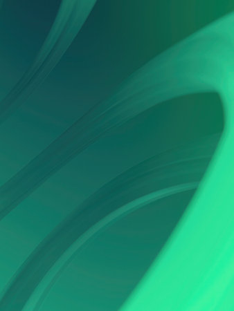 Pattern of curved green shapes with shiny stripes. Bright abstract background. Minimal creative design. 3d rendering digital illustrationの写真素材