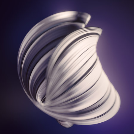 Shiny metallic twisted sphere on dark background. Modern and elegant style. 3d rendering digital illustrationの写真素材