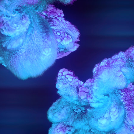 Three-dimensional visualization of chemical neon fiery shockwaves with powerful swirls of bright...