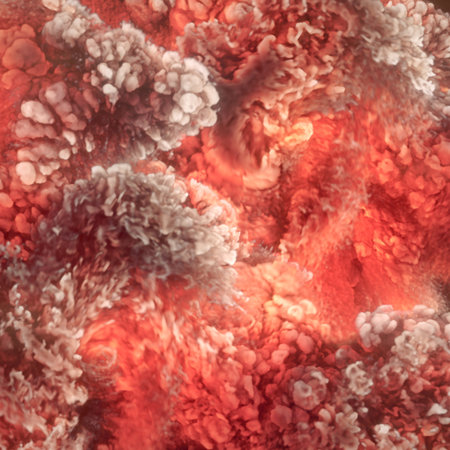 Explosive waves with bright orange-red swirls of flame. 3d rendering digital illustration backgroundの写真素材