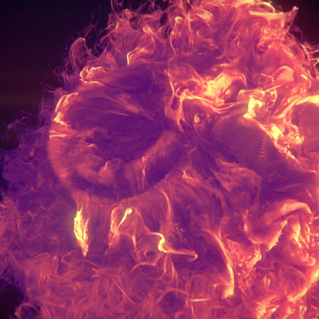 Enchanting dance of flames. Graceful interweaving of orange, red and yellow hues. 3d rendering...