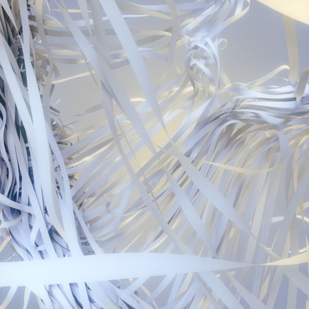 Digital illustration with swirling abstract pattern of flying paper ribbons. Modern and minimalistic style. 3d renderingの写真素材
