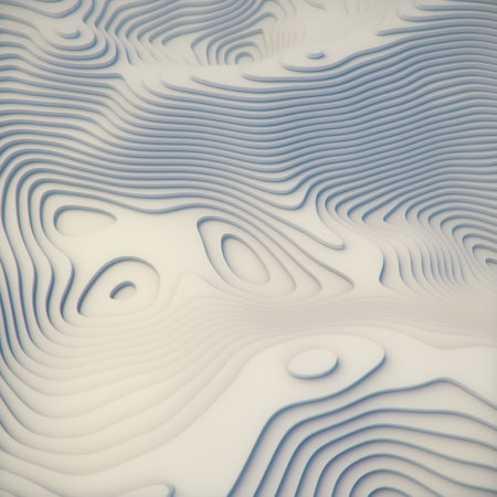 Abstract digital representation of white wavy surface. Topographical background. 3d rendering illustrationの写真素材