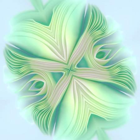 Multicolor gradient symmetrical pattern in pastel tones, creating a wave dance of colors. 3d rendering digital illustrationの写真素材