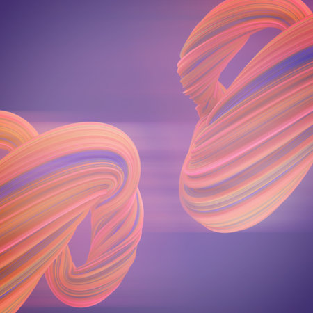 Colorful three-dimensional ribbons with delicate shimmers of pink and blue. The depth of the shadows...