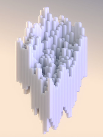 Abstract digital illustration with a group of rounded vertical shapes. The color palette consists of...