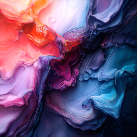 Liquid streams of color blend seamlessly into a textured surface. Juicy blues, purples and oranges add volume and depth to the overall compositionの素材