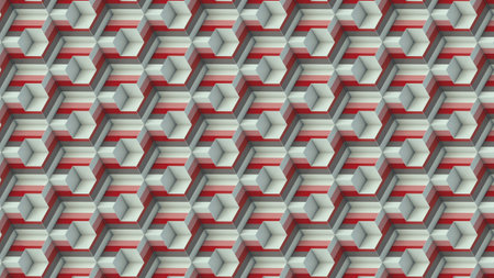 Minimalist pattern with cubic elements. Clear edges. Modern color palette. 3d rendering digital...