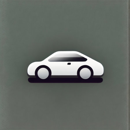Illustration of a white car on a gray background with space for textの写真素材