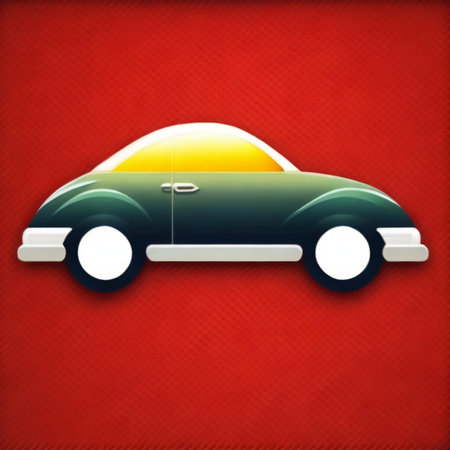 Car icon on red background. Eps10 vector file. Global colors.の写真素材