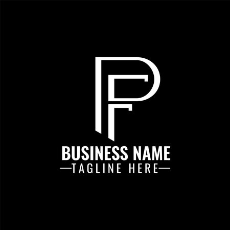 P F logo design template isolated on black backgroundのイラスト素材