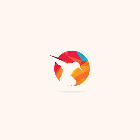 Humming bird vector logo design. Sparrow icon. bird with pin symbol.のイラスト素材