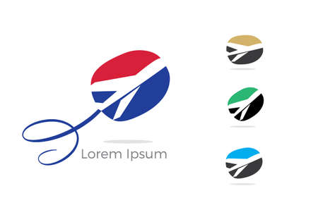 Travel logo design, Holiday bag and airplane icon, business trip, tourism, plane vector illustration.のイラスト素材