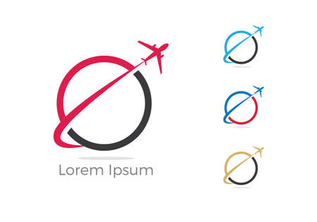 Travel logo design, Holiday bag and airplane icon, business trip, tourism, plane vector illustration.のイラスト素材