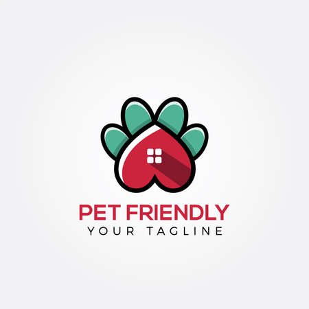 Dog logo, paw icon, pet care illustration.のイラスト素材
